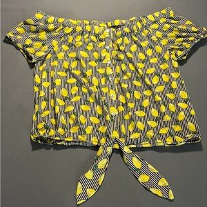 Lemon Print Off-Shoulder Blouse